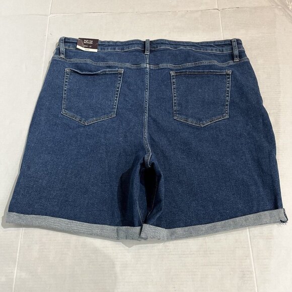 Ava & Viv High Rise Bermuda 9” Jean Shorts Womens 26W Denim Dark Wash Cuff - Picture 3 of 9